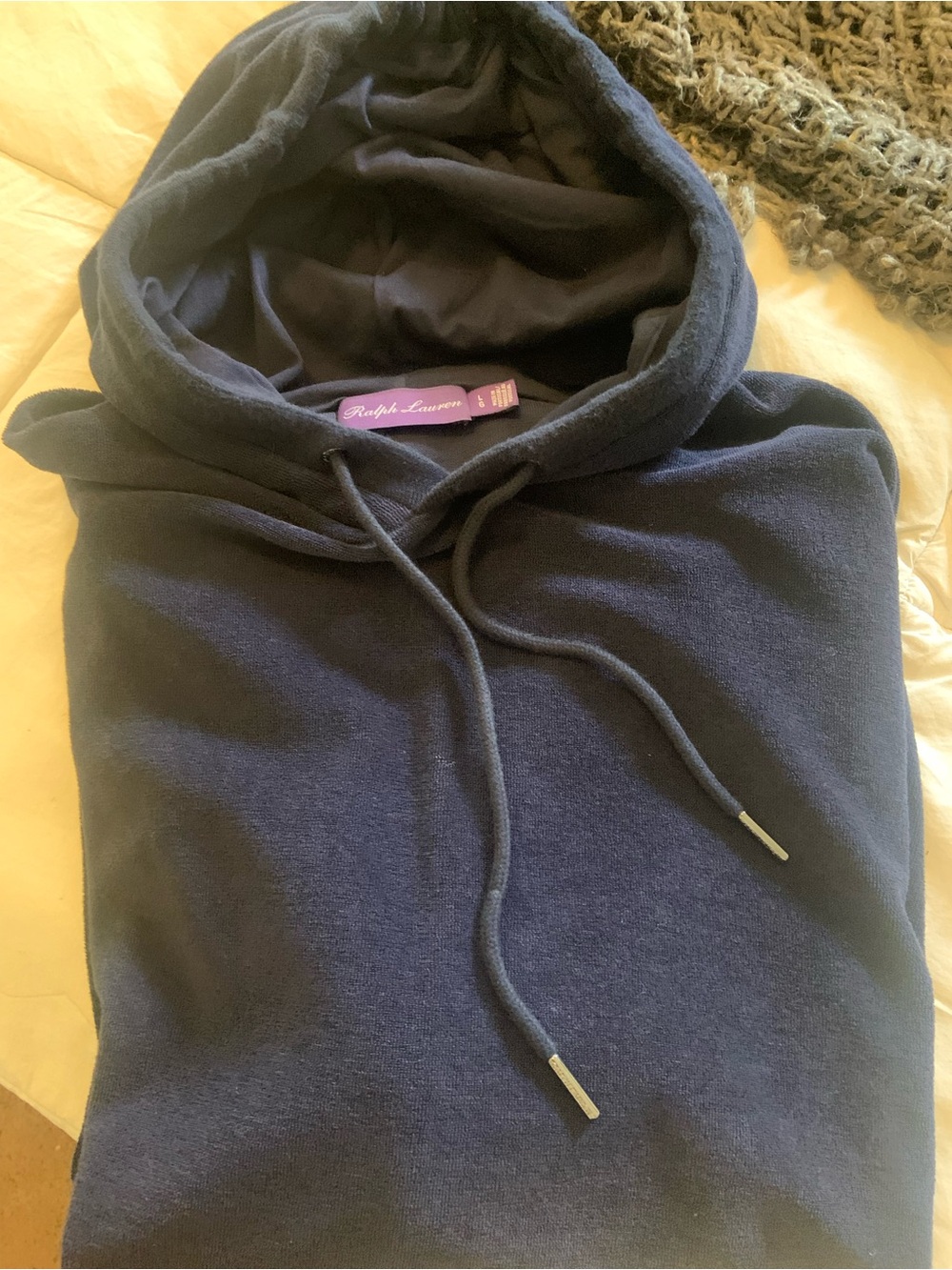 Purple label Ralph Lauren Navy Pullover Hoodie with Drawstring! - Picture 3 of 4